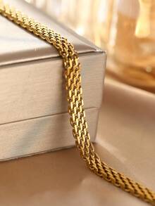 不锈钢精巧编织网状手链 女士粗金链时尚手链 男士饰品 女士礼物