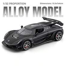 1pc 1/32 Scale JESKO Die-Cast Metal Car Model, Suitable For Children 3 Years And Above, Toy Sports Car, Alloy Body, Simulated Sound And Light Effects, Can Be Used As Birthday Gift For Boys - Multicolor - View 8
