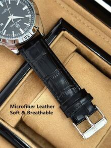 Pablo Raez 1pc Vintage Watch Luxury Original Silver Color Non Tarnish Stainless Steel Clocks Charming Luminous Wristwatches 50M Water Resistant Business Big Dial Microfiber Leather Bracelet