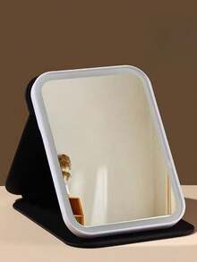 Decorative LED Mirror For Makeup And Aesthetics, Rechargeable, Square, Leather Case, Portable, Foldable 025-033/034/035 - 黑色 - 查看 2