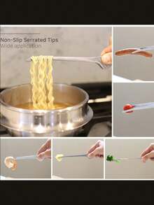 1/2/4pcs Korean Stainless Steel Grill Tongs, Kitchen Grill Steak Tongs, Baking Bread Tongs, Slender Chuck Rounded And Easy To Clamp, Comfortable Handle, One-Piece Molding, Multi-Function Steak Tongs Kitchen Tools, Extended Length Suitable For Hot Pot And Buffet Service, Used For Cooking, Serving, Grilling, Salad, Etc.