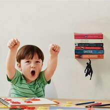 Artori Design Supershelf Black Metal Superhero Floating Bookshelf Concealed Hidden Shelf Unique Shelves Gifts For Geeks And Book Lovers Cool Stacker Stopper