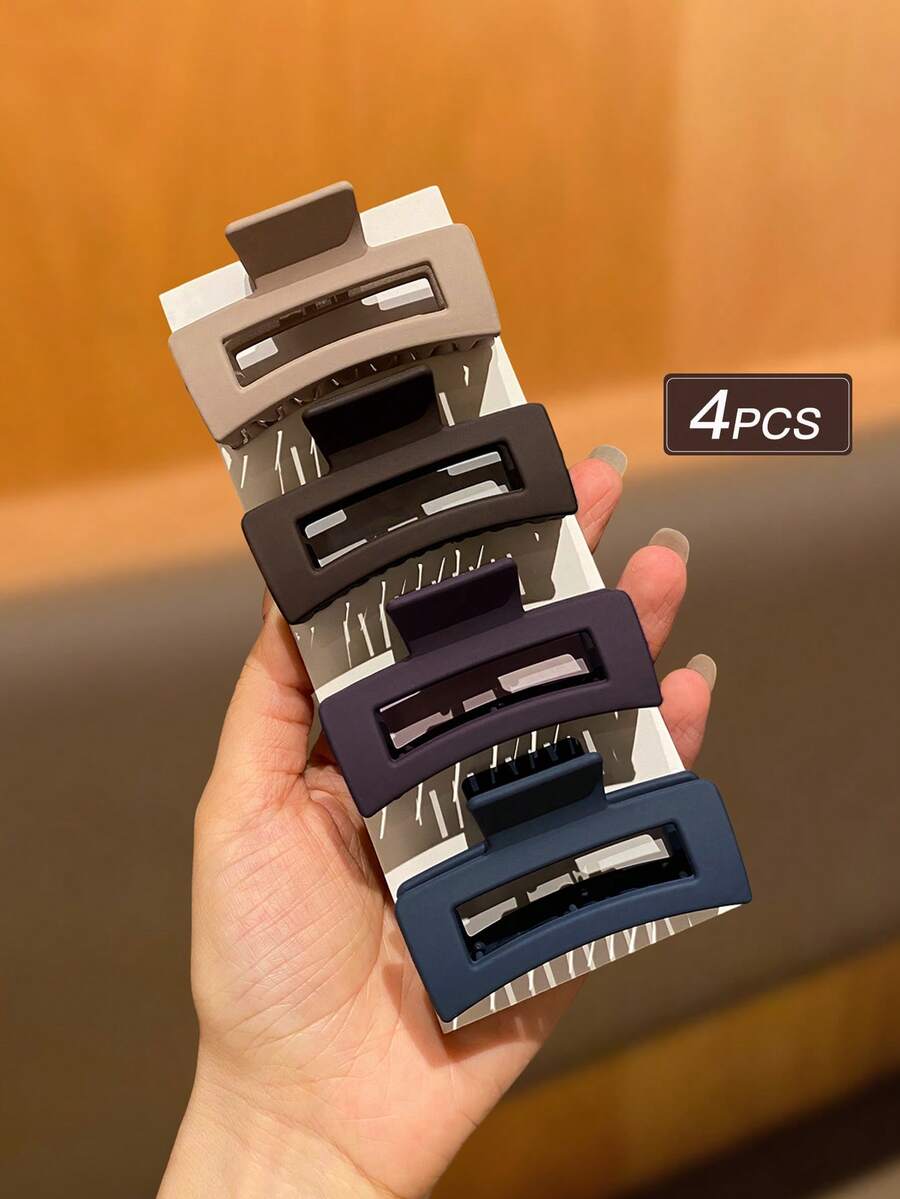 4pcs Morandi Color Square Hair Clips, Fashionable & Minimalist, Medium Size, Suitable For Daily, Work, School And Other Occasions, Women Hair Accessories, Recommended Gift For Autumn, Elegant Hair Clips, Essential For Winter Vacation Women Claw Clip Elegant Hair Claw Summer Outfits