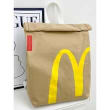 Creative McDonald's Bag Design Backpack, Large Capacity Student Class Bag For Women & Men - 卡其色 - 查看 2