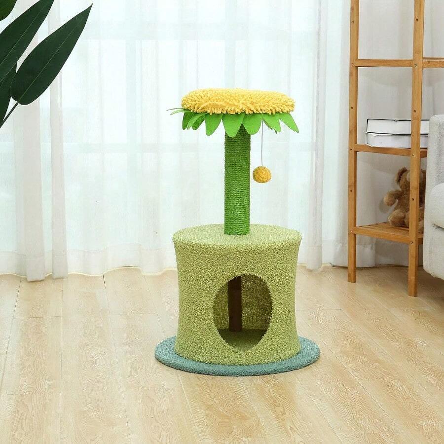 Furbulous Sunflower Cat Tree Scratching Post And Cat Tower With Hideaway - Medium75cm - View 1