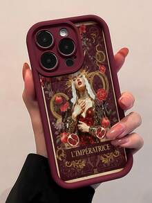 Funda Majesty con diseño floral, compatible con teléfonos ,  17,  16 Pro Max,  15 Pro Max,  13 y  12. Fabricada en TPU, ofrece protección contra golpes y caídas. Un regalo ideal para familiares y amigos, perfecto para el otoño, el Día de Muertos y Halloween. - Rojo - Ver 1