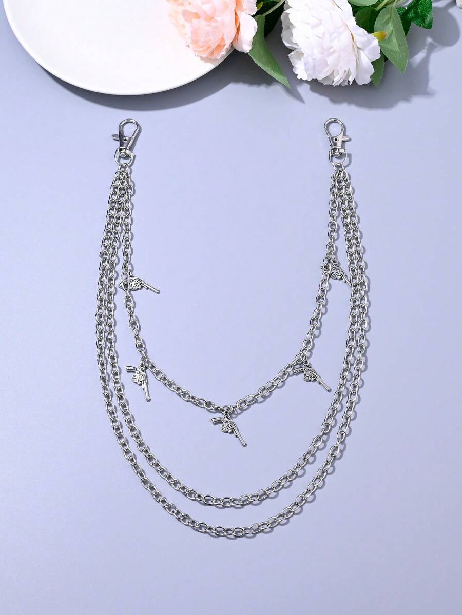 1pc Punk Style Skeleton, Snake Sword, Star, Planet Charm Multi-Layer Chain Pants Chain, Fashion Waist Chain Decoration, Unisex, Suitable For Halloween, Music Festivals - G Style - View 1