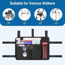 Walker Bag, Walker Basket with Cup Holder, Walker Accessories Seniors with Multiple Pockets and Zippered Compartment, Walker Storage Pouch Rolling Folding Walker, Black - inicial - Ver 7