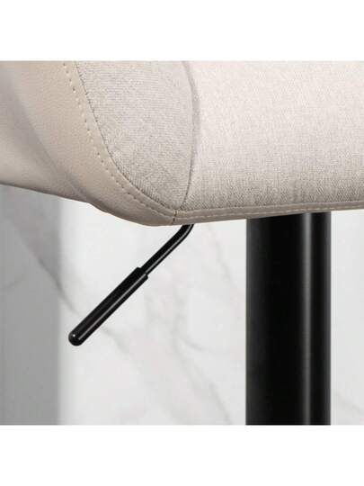 HOMCOM Set Of Retro Bar Stools, Height Adjustable, Faux Leather, Linen Look, Crème Zwart (On Site) view 10