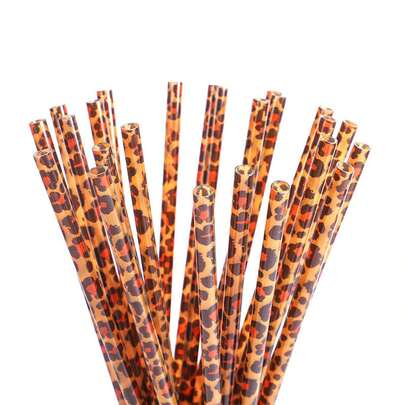 10/8/6/5/3/1pcs Set Reusable Leopard Print Straws, Animal Print Drinking Straws, Suitable For Jungle Animal Birthday Party, Animal Theme Party Favors