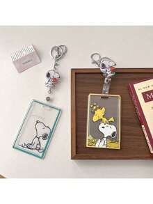 SNOOPY 1pc Peanuts Cartoon Retractable Card Holder Set, Random Style, Student/Commute/Access Card Holder, Christmas Gift, Christmas Stocking Stuffer, Christmas Decoration - Multicolor - View 9