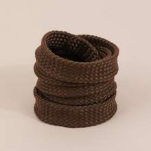 1双时尚扁平鞋带，1.7厘米/0.67英寸宽，纯色复古风格扁平弹力鞋带 - 棕色 - 查看 6