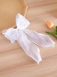 1pc Pink Mesh Oversized Bow Ripple Ribbon Spring Hair Clip, Elegant Feminine Hair Accessory For Spring, School Stuff, College, Pink Hair Clips, Bows, Cute, Classy, Girly, Winter Outfit Women, Hair Accessories - 紅色 - 查看 6