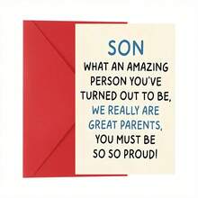 بطاقة عيد ميلاد من الأم إلى الابن - مضحكة وصادقة مع سوار تذكاري - مثالية لأعياد الميلاد المهمة