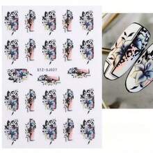1PC 3D Self-Adhesive Nail Sticker - Floral Charm Paired With Leopard Print, Semi-Gloss Plastic Nail Decal, Nail Supplies, Disposable. - 黑刷(1個) - 查看 5