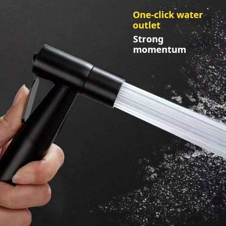 1 Set Negro 304 Rociador + Manguera Reforzada de Acero Inoxidable Negro de 150 cm - Rociador de Bidé de Mano con Manguera de 150 cm, Ideal para Higiene Femenina, Limpieza de Pañales y Reducción de Desperdicio de Papel Higiénico, Juego de Accesorios de Baño de Acero Negro