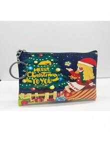 Merry Christmas Women Small Coin Purse Cute Mini Gift Pouch Wallet Zipper Oil Painting For Women Wallet Mini Wallet Purse Wallet Small Wallet Cute Wallet Coin Wallet Key Holder Wallet Keychain Card Wallet