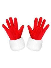 一套圣诞老人帽子和毛茸茸的红色手套，可爱的天鹅绒圣诞老人帽，短款毛绒手套 - 适合女性，涤纶材质，圣诞节服装派对道具 - 彩色 - 查看 13