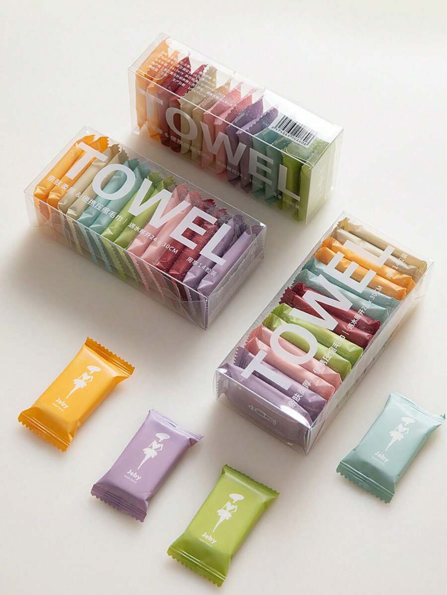 14pcs Compressed Towels, Disposable Travel Compressed Face Towels And Portable Thick Cleaning Tissues