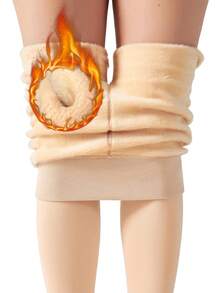 1 件女式 200g/300g 杏色内衬打底裤，冬季时尚简约连裤袜天鹅绒加厚保暖羊毛紧身裤（适合 5-15°C） - 彩色 - 查看 12