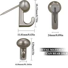 10 Pieces Metal Push Pin Hangers Pin Wall Hooks Picture Hanging Pin Picture Nails Frame Oil Painting Hooks On Wooden Or Fabric Wall For Home Or Office - Silver - View 2