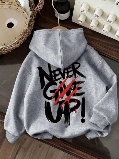 Tween Jungen Kapuzenpullover mit Buchstabe Muster, Lässig, Herbst/Winter