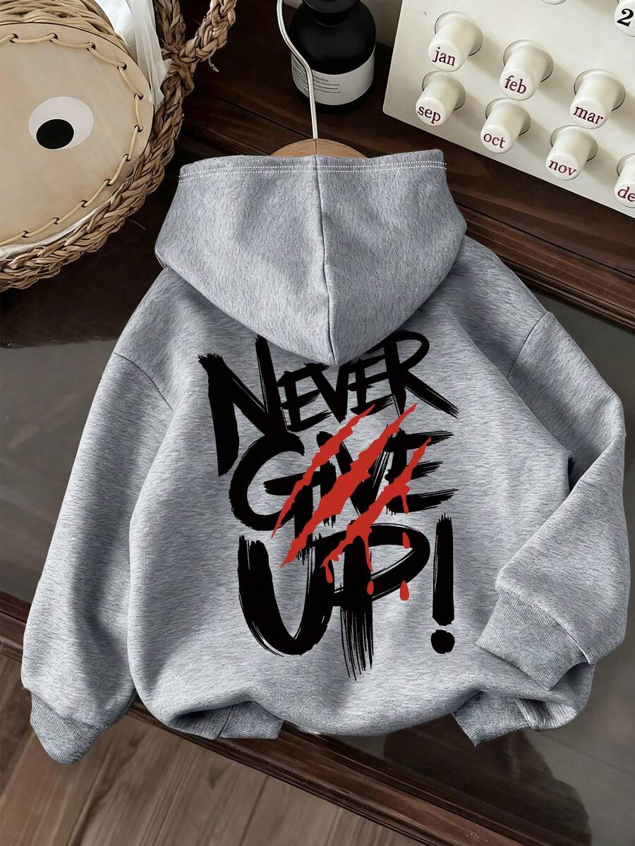 Tween Boy Casual Slogan Print Sweatshirt, Autumn/Winter