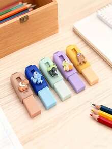 5pcs Tungtungtung Sahur Cute Shaped Erasers In Yellow, Blue, Brown, Purple, Green, 5 Styles. A Great Gift For Friends, Really Hard To Put Down. Italian Brain Rot Eraser Series, Featuring A Variety Of Shapes, Rich Colors, Each With A Charming Look, Excellent Erasing Power, Leaves No Marks And Doesn't Crumble Easily. - Multicolor - View 5