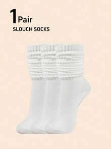 1/3/5/10双装女士白色宽松中筒袜，保暖加厚针织袜，适合秋冬季节，返校季必备 - 彩色 - 查看 9