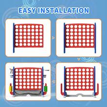 Ubravoo 4 In A Row Game, Connect 4 Game, 4-To-Score Giant 4 Connect In A Row Game With 81-89CM Three-Level Adjustable Height, Indoor&Outdoor Floor Playset Fuc For All Occasions - Red/Blue - View 8