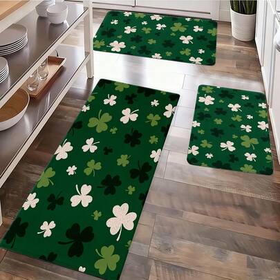 St. Patrick's Day Holiday Shamrock Welcome Doormat - Stain-Resistant, With A Rubber Backing, Perfect For Indoor And Outdoor Use, Durable And Easy To Clean, Ideal For Entrances, Living Rooms,