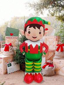1pc 61-Inch Christmas Elf Foil Balloon - Self-Sealing Red & Green Elf Design With Striped Pants, Pointed Ears And Hat - Indoor/Outdoor Holiday Decor, Suitable For Home, Party, Thanksgiving & Christmas - Includes Inflation Nozzle, No Power Needed, Holiday Home Decor, Vibrant Holiday Balloon, Easy Self-Sealing Balloon, New Year Decor, Valentine's Day Decor - Multicolor - View 9