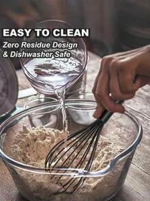 10" & 12" Black Silicone Whisk Set - For Cooking, Blending, Whisking, Beating, Stirring