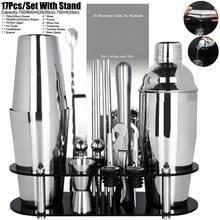 KCJLHGT 2-17Pcs Cocktail Shaker Set 750ml(25oz), 750/600ml(25/20oz) Bartending Kit Bar Shakers Tools Bartender Kit With Cocktail Recipe Stand For Family, Party. Bar Cocktail Accessories - Silver - View 2