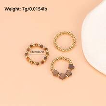 3 Stücke Damen Boho Stern Naturstein + Edelstahl Ring Set, elastisches Kordel verstellbare Größe, eleganter Schmuck Hochzeitsgeschenk, geeignet für Alltag, Urlaub, Party Tragen, Geschenkbox Verpackung - Sternenring-Set - Übersicht 10