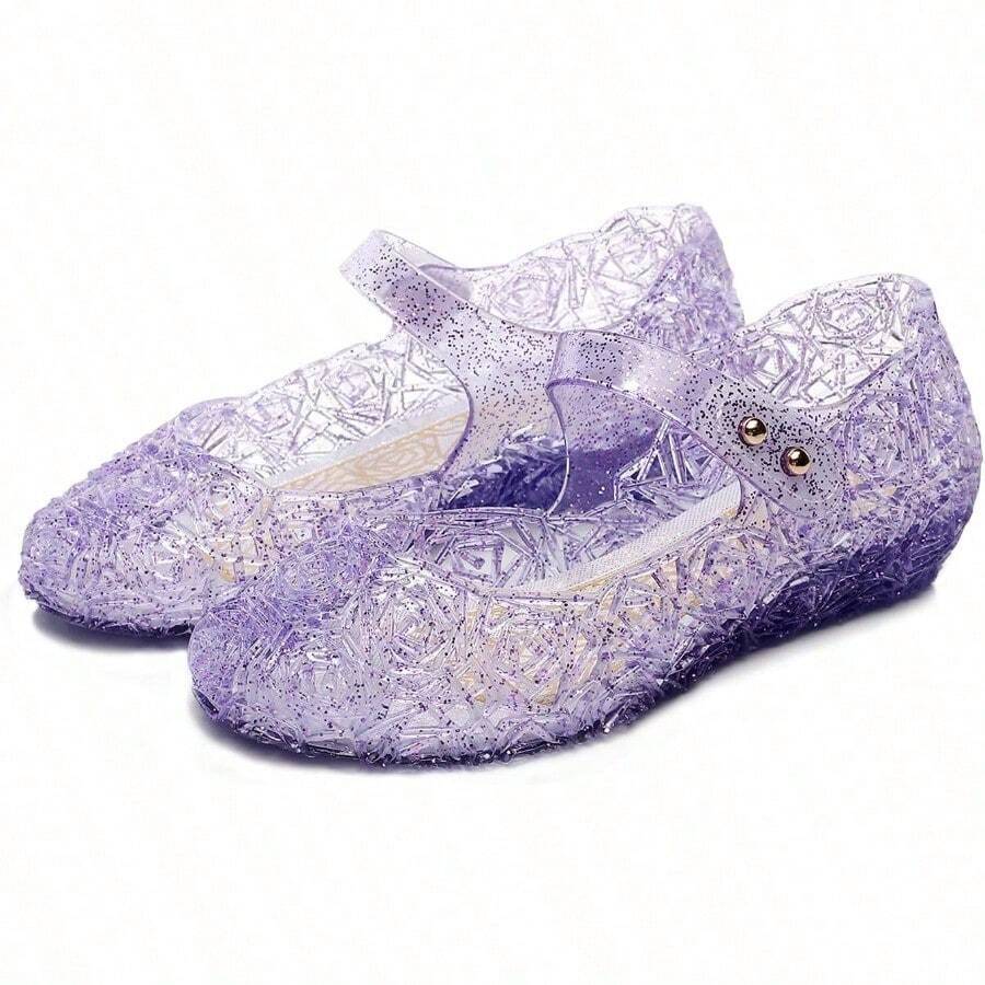 TANDEFLY - Sandalias de bebé para niña diseño de Mary Jane con purpurina - Púrpura - Ver 1