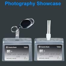 6 Pack Horizontal Plastic Badge Holders With Resealable Zipper, Waterproof ID Card Holder Proximity Badges, Credit Cards, Driveru2019s License 2.4x 3. Inch - Clear - View 5