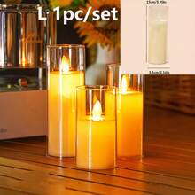 1pc Flickering Flameless LED Candle Light With Batteries, Dancing Flame Wick Electronic Candle, Ideal For Wedding, Dining Table, Birthday, Party,Festival Decoration,Christmas Indoor Table Decor Candle Light
