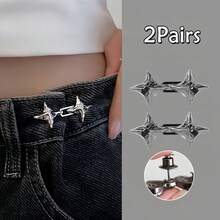1/2/3/4 Pairs Luxury Adjustable Waist Cincher, Star Shaped Waist Tightener, Fashionable Waist Buckle For Jeans - Multicolor - View 22