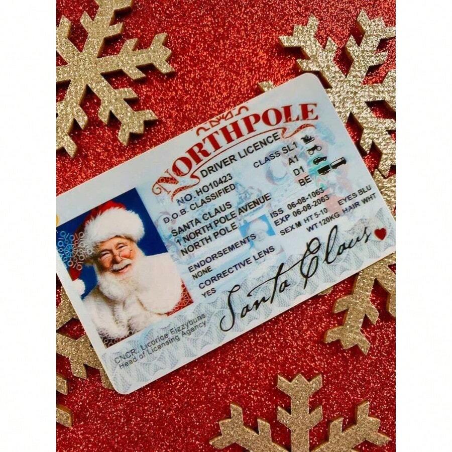1pc Santa Claus Lost Drivers License Christmas Decorations Santa Sleigh Flying License ID Card Santa Claus Card Flight License Christmas Eve Key Box Gift Xmas Tree Ornament Christmas - Nhiều màu - Xem 1