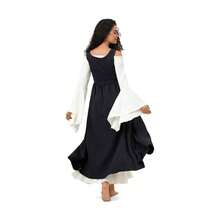 Women's Peasant Overdress With Adjustable Laces Pockets, Renaissance Corset Dress Halloween, Medieval Festival - 黑色+XXL碼 - 查看 3