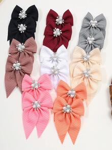 8pcs/16pcs Set Candy Color Mixed Bow Faux Pearl Hair Clips - Cute Accessory Headpiece, Suitable For Birthday, Back To School, Events And Parties, Hair Claws, Hair Slide, Hair Barrettes - Multicolor - View 6