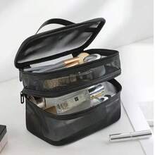 1PC.Festive Holiday Organizer: Clear Christmas Travel Toiletry Bag With Multiple Mesh Layers - Multicolor - View 4