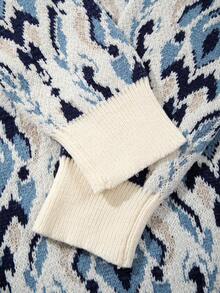 Herbst/Winter Herren Langarm Lässig Loose Luxuriös Elegant Pfauenfeder Allover-Muster Nische Retro Vielseitig Gemütlich Hochwertig Strickpullover mit Rundhalsausschnitt