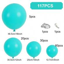 117 Pieces (1 Set) Of Ice Mist Blue Party Decoration Balloons Of Different Sizes, Balloon Garland Arch Set, Unique Exploding Star Shaped Balloons, DIY Balloon Tree, Balloon Arch, Birthday, Wedding, Valentine's Day, Party Decoration, Christmas And New Year Decoration, Wedding Balloon Bouquet, Balloon Set - Multicolor - View 2