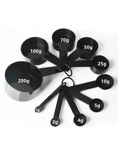 Ett set med 10-delars köksmåttkoppar och skedar, stapelbara måttkoppar och skedar, köksredskap för matlagning och bakning, lämpliga för Halloween, jul, Thanksgiving, kök, matsal, utomhus, bakning, måttkoppar, kökstillbehör och andra förnödenheter.