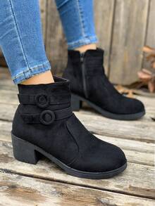 Giày bốt cổ ngắn đế dày phong cách Anh Quốc thời trang thu đông 2025, kiểu dáng cổ điển, thời trang dành cho các bé gái tuổi teen - màu đen - Xem 2