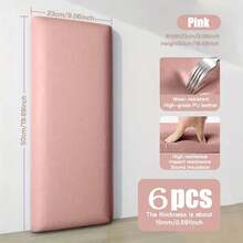 6pcs 3D Wall Panels, 6pcs Thick Soft Self-Adhesive 3D Wall Panels 50cm X 23cm, Protective Sticker, Anti-Collision Effect, Removable And Reusable, Suitable For Bedroom Headboard, Home Decor