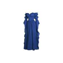Vestido de disfraz medieval y renacentista, vestidos de época victoriana y regencia para mujeres - Grande / Extragrande + Azul real - Ver 2