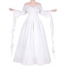 Medieval Renaissance Costume Dress Regency Dresses Women Victorian - Large / X-large + White - View 1